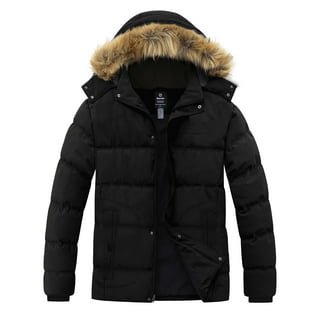 Men's Heavyweight Puffer Jacket With Contrast Color Trim & Detachable ...