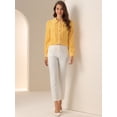 thumbnail image 3 of DARING DIVA Women's Peter Pan Collar Shirt Puff Sleeve Blouse Tops XL Yellow, 3 of 6