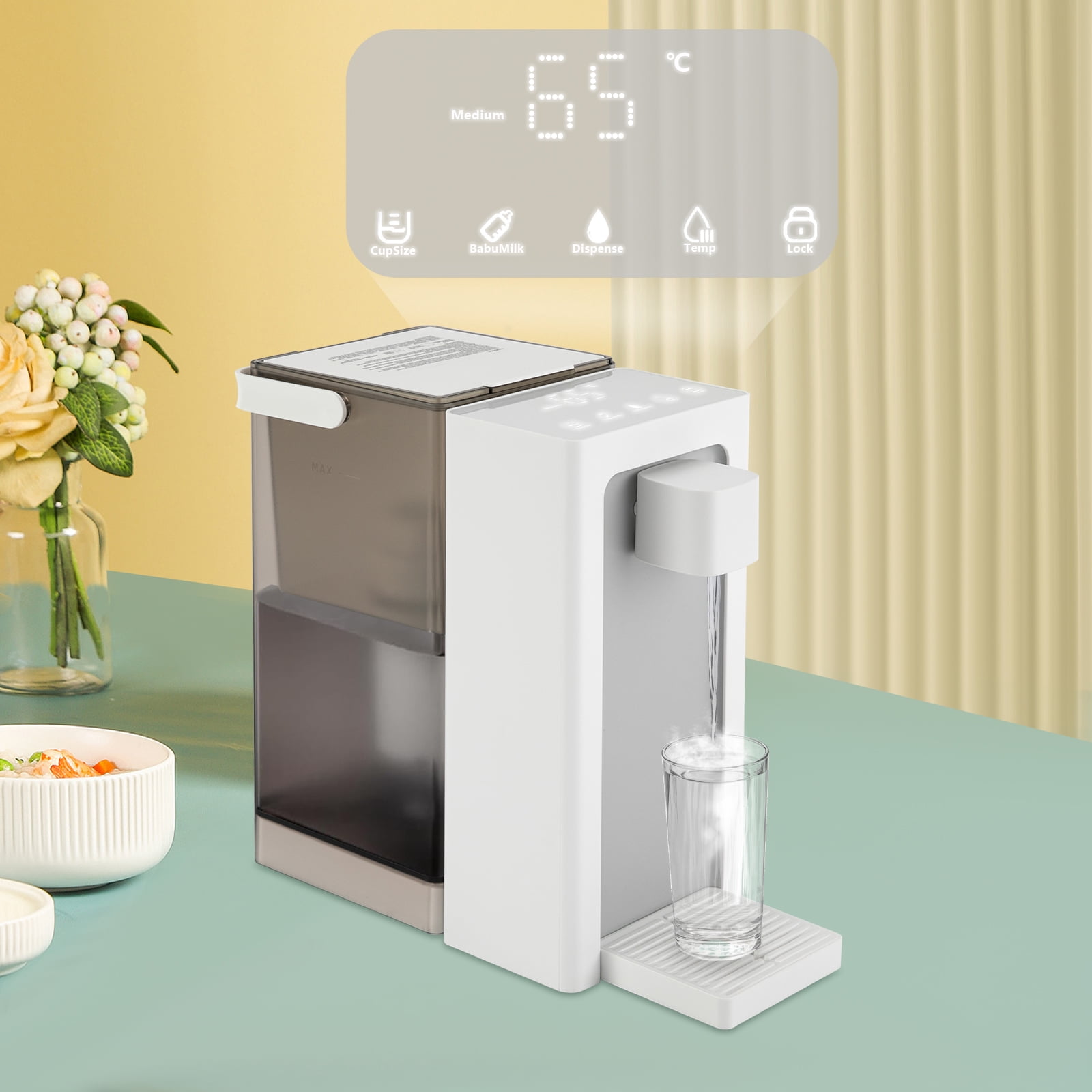Dwellnix Electric Hot Water Dispenser with 1450W Power, 3L Capacity, and Fast Heating Technology, Adjustable Temperature for Tea, Coffee, and Hot Milk - Ideal for Home & Office Use