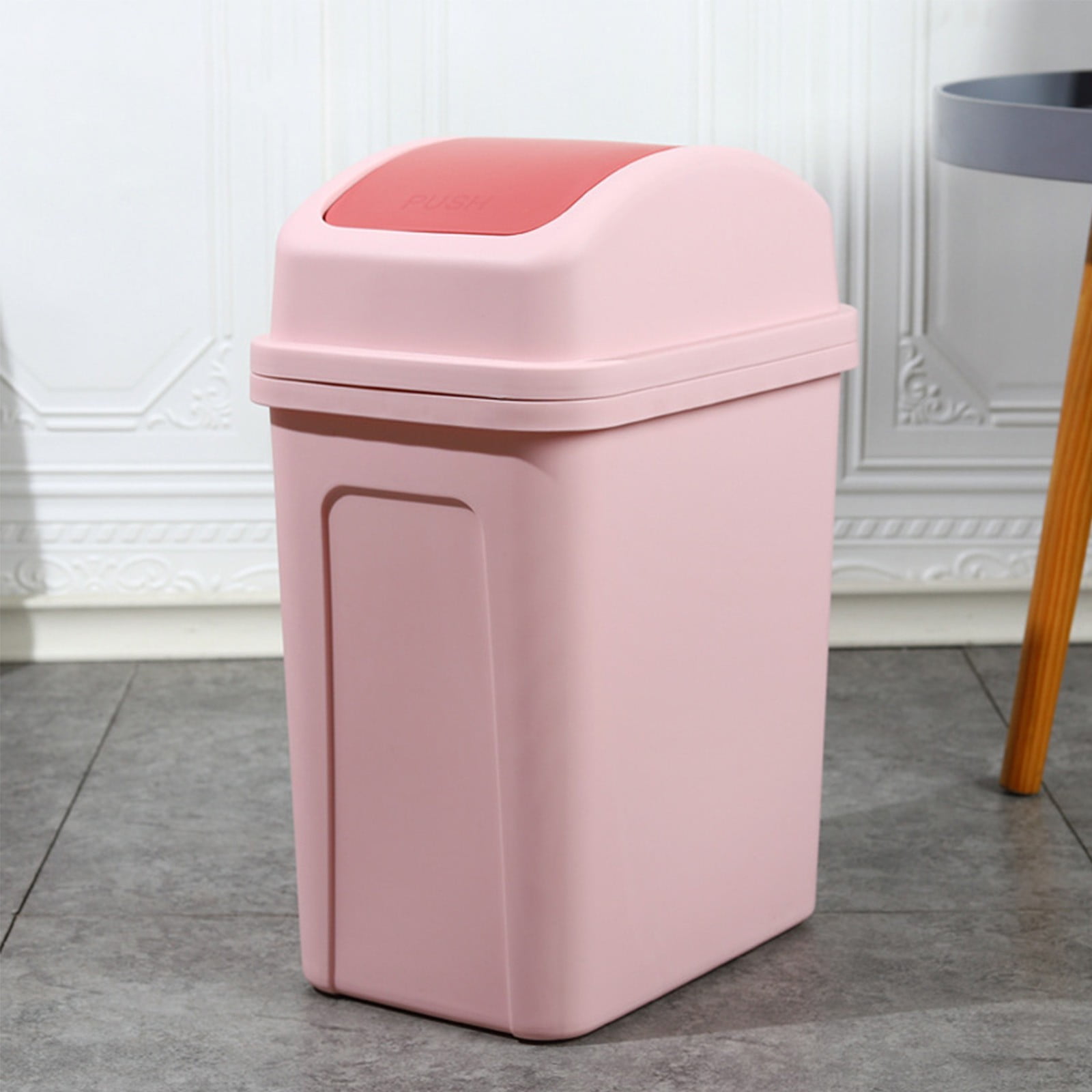 kjfeif Bathroom Trash Can with Lid Plastic Garbage Can with Lid Waste Basket Trash Garbage Dog Proof Trash Can for Bathroom Kitchen Living Room Bedroom