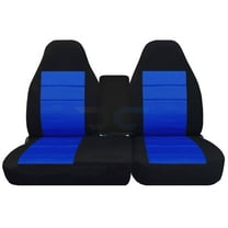 Fits 2001-2003 Ford F-150 Velour Seat Covers 40/60 Bench Molded Headrests,Two Cup Holders:Blk Blue