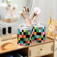 thumbnail image 3 of Yayeee 2 Pack Qtip Holder Bathroom Cotton Swab Canister with Lid Clear Dispenser Set, Blue Checkered Pattern, 3 of 6