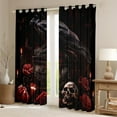 thumbnail image 2 of Manfei Gothic Skull Skeleton Curtains Pack of 2 (42x84 Each),Chic Flower Floral Curtains Blackout,Halloween Theme Bedroom Curtains,Super Cozy Room Decor, 2 of 6