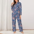 thumbnail image 2 of Picia Rose Flowers Pattern Women’s Long-Sleeve Sleepwear Set - Soft 2-Piece Loungewear with Pockets, Comfy PJs for Relaxing Nights-XX-Large, 2 of 7