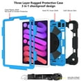 thumbnail image 4 of for iPad Mini 7th Gen 8.3" 2024 Case, Military Grade Heavy Duty Silicone Protection Cover with Pencil Holder + 360 Rotating Stand + Handle Rugged Cover for iPad Mini 6th Gen 8.3" 2021, Black+blue, 4 of 6