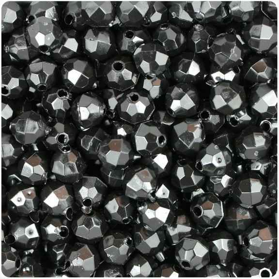 BeadTin Black Opaque 8mm Faceted Round Craft Beads (450pcs)