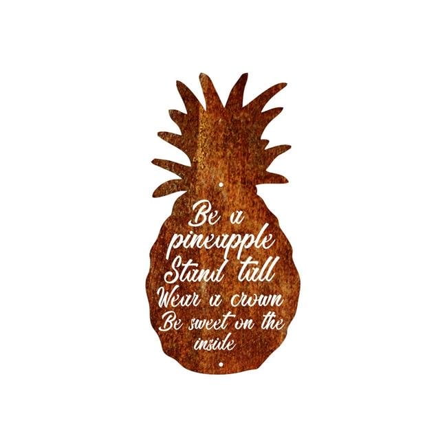 Central Coast Designs Beapineapple 24pat 24 X 12 In Pineapple Silhouette Script Steel Laser Cut Wall Art 44 Patina Walmart Canada