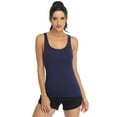 thumbnail image 2 of Workout Tank Tops for Women Athletic Yoga Tops Racerback Tanks Gym Exercise Shirts Activewear 2 Pack Navy M, 2 of 3