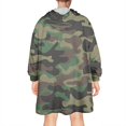 thumbnail image 2 of Blue Camo Wavy Shapes Pattern Wearable Oversized Blanket,Wearable Blanket Hoodie for Adults,Cozy Hooded Blankets with Super Pockets,Super Warm Fuzzy Pullover for Women & Men, 2 of 6