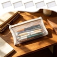 thumbnail image 2 of Mesh Pencil Case, 5 Pack Transparent Zipper Pencil Pouches, Large Capacity Pen Storage Bags, for Students Back to School Supplies, Khaki, 2 of 7