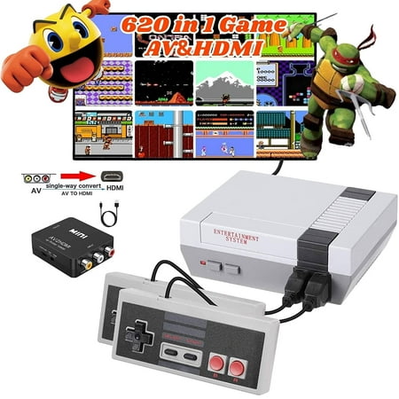 Classic Retro Game Console, 8-Bit Gaming System, Built-in 620 Video Games and 2 Classic Controllers, AV and HDMI HD Output Video Games for Ideal Gift for Kids and Adults