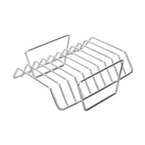 Aymzbd Grill Rib Rack BBQ Tool Sturdy Easy to Use Multipurpose for Hams Yard Hiking Silver