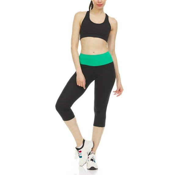 Women's Active Performance Yoga Stretch Capri Leggings (Sizes, S-XL)
