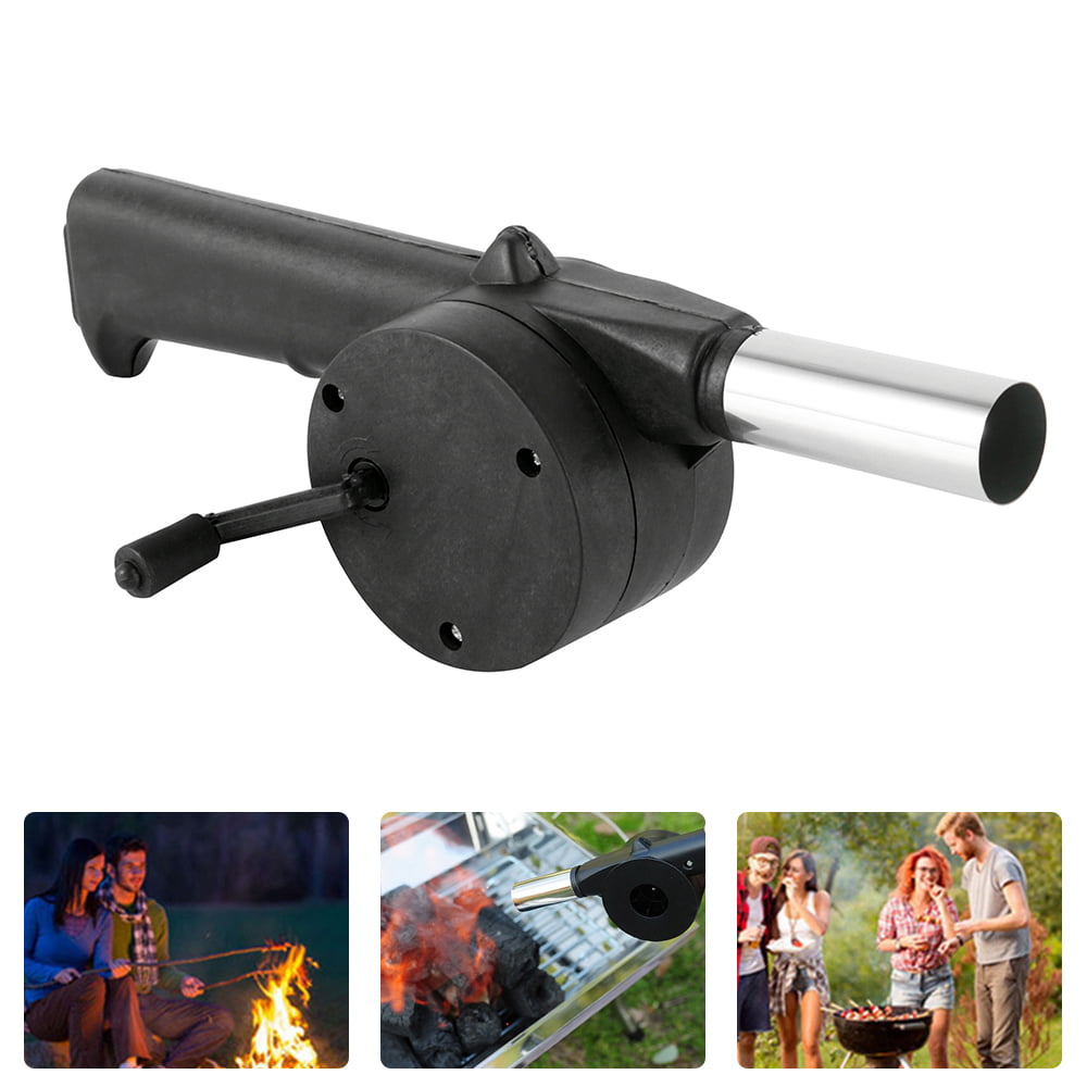 BBQ Grill Fan Bellows Barbecue Fire Air Blower Outdoor Camping Flame Light 