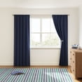 thumbnail image 2 of Mainstays Kids Dark Navy Solid Ribbed Corduroy Blackout Rod Pocket with Back Tabs Single Curtain Panel, Set of 1, 38" W x 95" L, 2 of 6