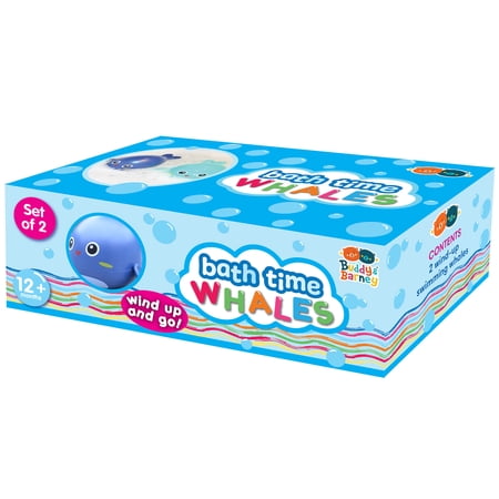 Buddy & Barney: Bath Time Whales - 2 Wind-Up & Go Swimming Animal Toys, Float-Whirl-Swim-Spin, Sensory Exploration, Water & Tub Play, Kids-Toddlers 1+