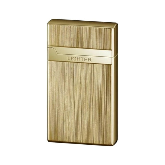 Gold Kerosene Lighter Metal Drawing Construction Vintage Style Refillable Butane Fuel Gold Color Flint Wheel Ignition Windproof