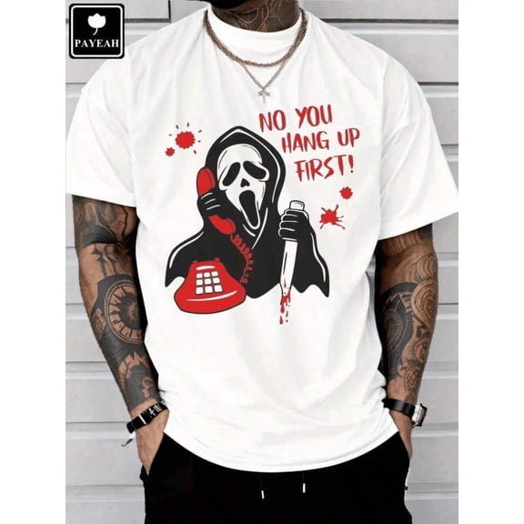 Ghost Face No, You Hang Up The First Shirt (Single Piece) 100% Cotton 220g Heavy Cotton T Shirt100% Comfortable Cotton Pattern T-Shirt