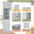 thumbnail image 5 of Multi-Functional Corner Cabinet Tall Bathroom Storage Cabinet with Two Doors and Adjustable Shelves, Open Shelf, Grey, 5 of 6