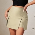 thumbnail image 4 of vigerkar Womens Mini Skirt Casual Y2k High Waisted Skorts Split Bodycon Skirts with Shorts Underneath Club Streetwear (Beige, XL), 4 of 8