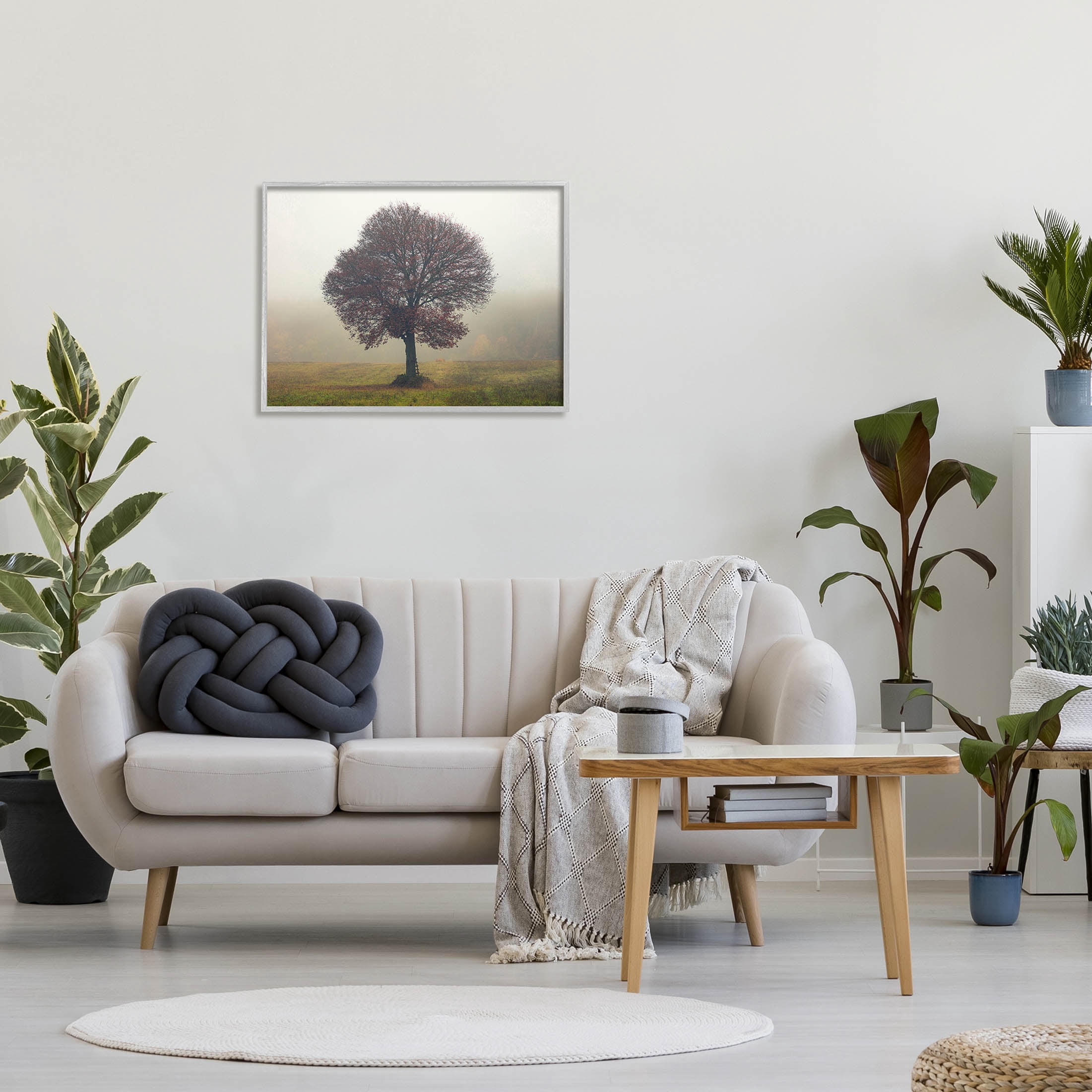 Stupell Industries Lone Tree Rural Grassland Photograph Gray Framed Art Print Wall Art, Design by Igor Vitomirov