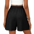 thumbnail image 4 of Womens Flowy High Waisted Shorts Loose Fit Drawstring Casual Summer Shorts with Side Pockets Black XL, 4 of 4