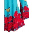 thumbnail image 4 of Camiseta con Estampado de Mariposa en Talla Extra con Mangas de Campanilla Rosegal  Mangas largas de talla grande, 4 of 5