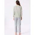 thumbnail image 4 of DARING DIVA Lounge Cotton Striped Long Sleeve Pants Set Sleepwear XS Stripe, 4 of 7