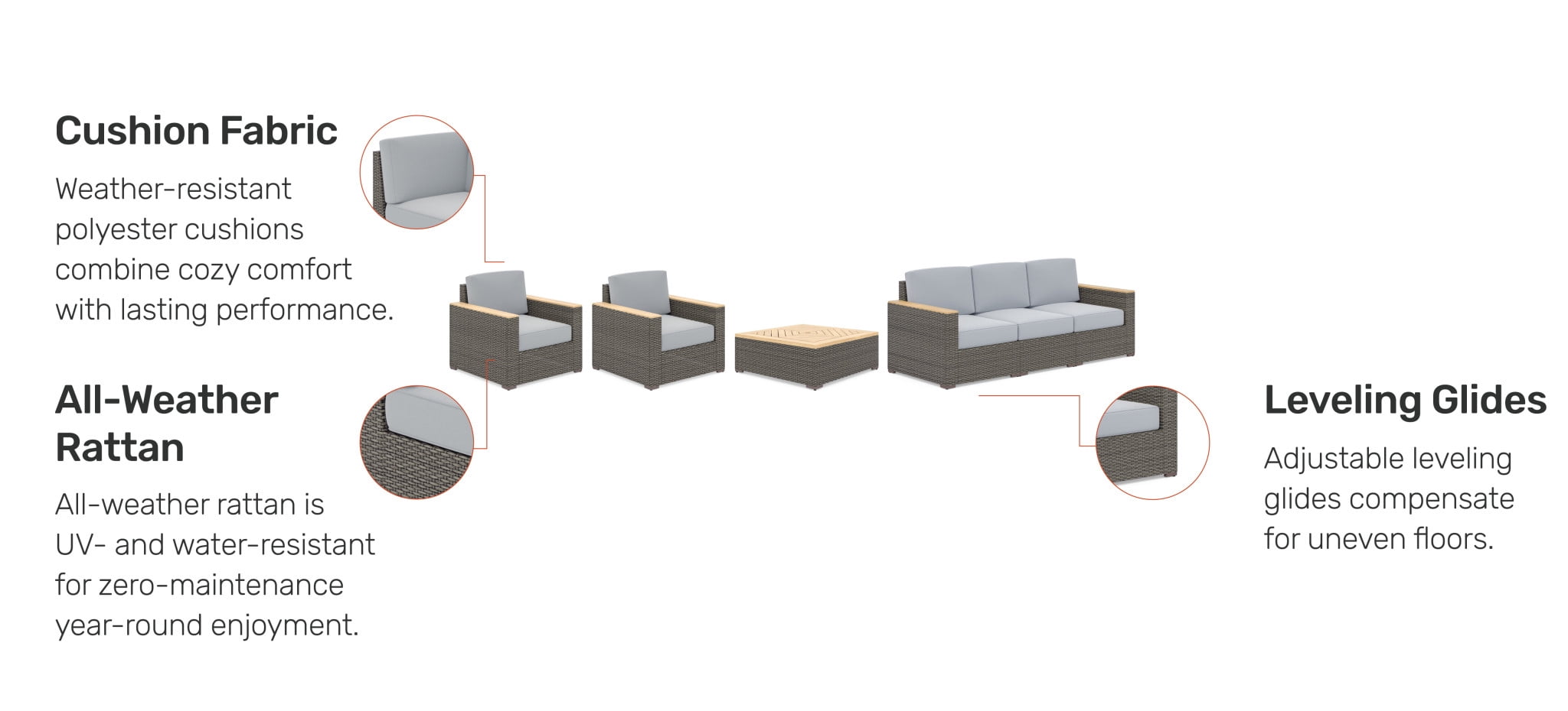 Homestyles Boca Raton Brown Outdoor Sofa Set