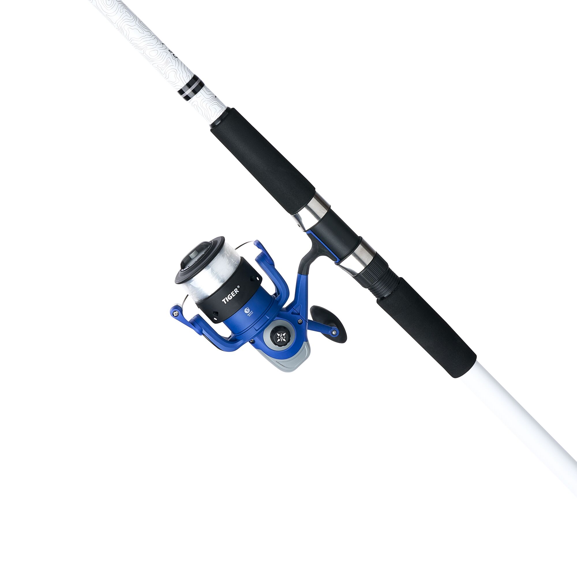 Shakespeare Tiger Spinning Combo, 12' 2-pc Medium Heavy Fishing Rod, 80-Size Reel