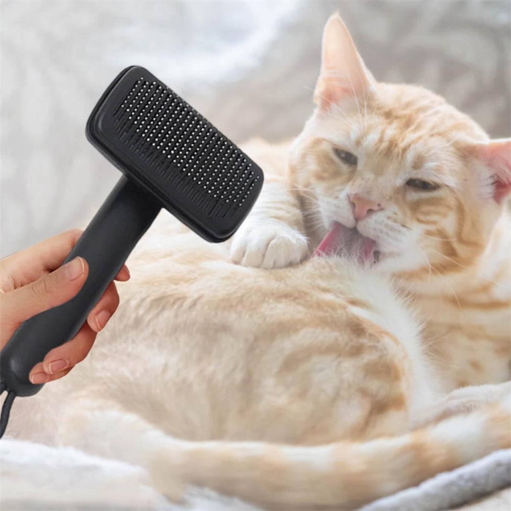 TAROFISH Self Cleaning Pet Brush Ion Technology Cat Dog Hair Remover Comb with Ergonomic Handle 11.02 Inch,Black