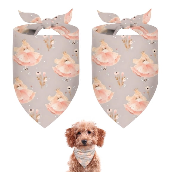 Dog Bandana 2 Pack,Princess Flower Dress Pattern Bandanas for Dogs,Cat Bandana,Small/ Large Dog Bandana 2 Size,Dog Bandanas