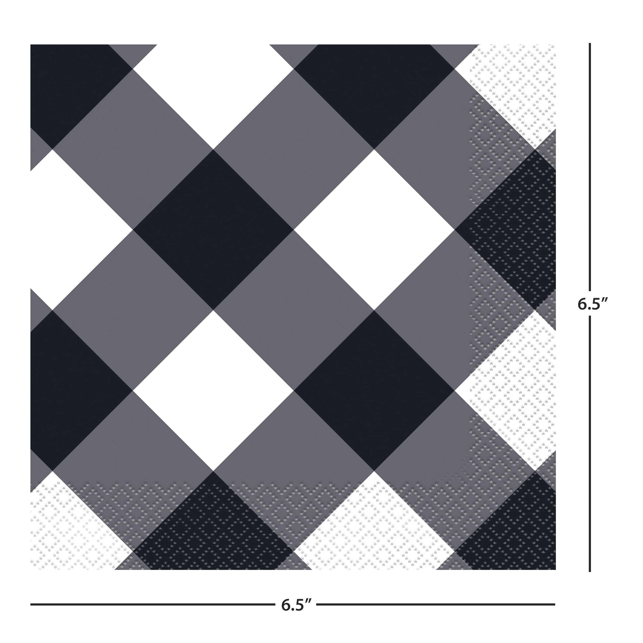 Way to Celebrate! Black Buffalo Plaid Paper Luncheon Napkins, 6.5in, 20ct