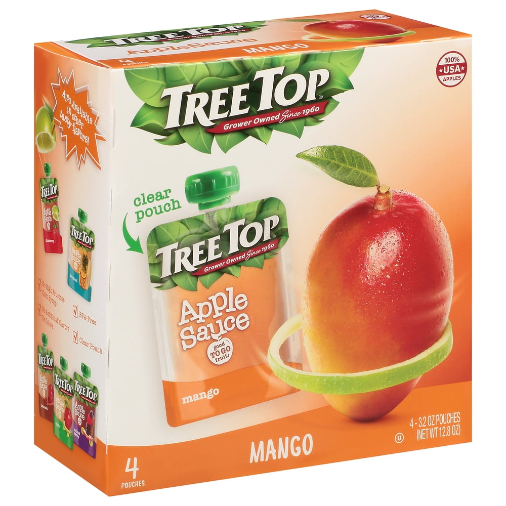 Tree Top Applesauce Pouch, Mango, 3.2 oz, 4 Ct