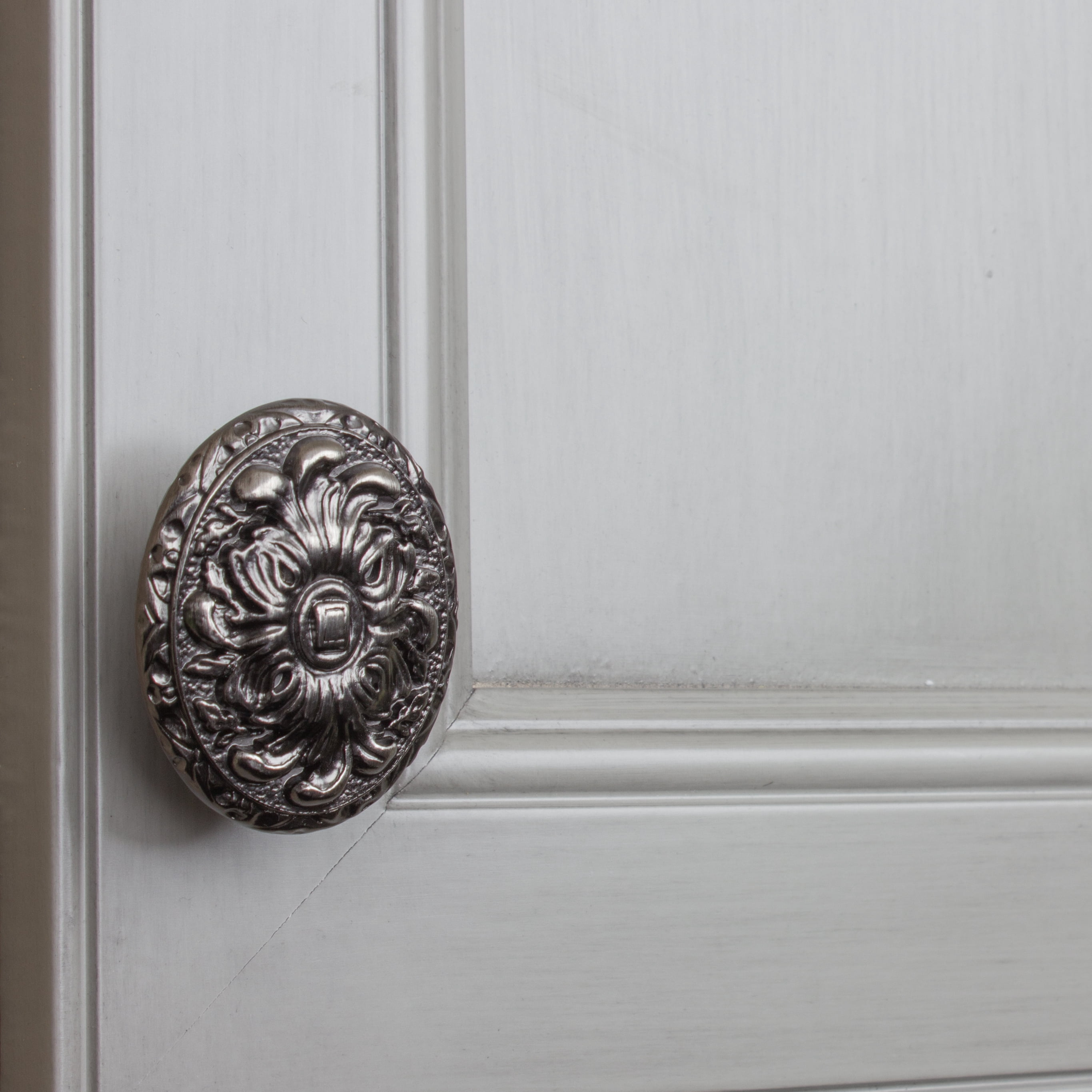 GlideRite 2 in. Old World Ornate Oval Cabinet Knob, Brushed Pewter, Pack of 5