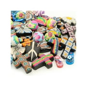 Fun-Weevz 50 PCS Assorted Polymer Clay Disc Pendants for Jewelry Making Adults, DIY Pendant Kit
