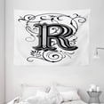 thumbnail image 1 of Letter R Tapestry, Baroque Antique R Typography with Old Fashion English Aristocratic Swirls, Wall Hanging for Bedroom Living Room Dorm Decor, 80W X 60L Inches, Black Grey White, by Ambesonne, 1 of 2