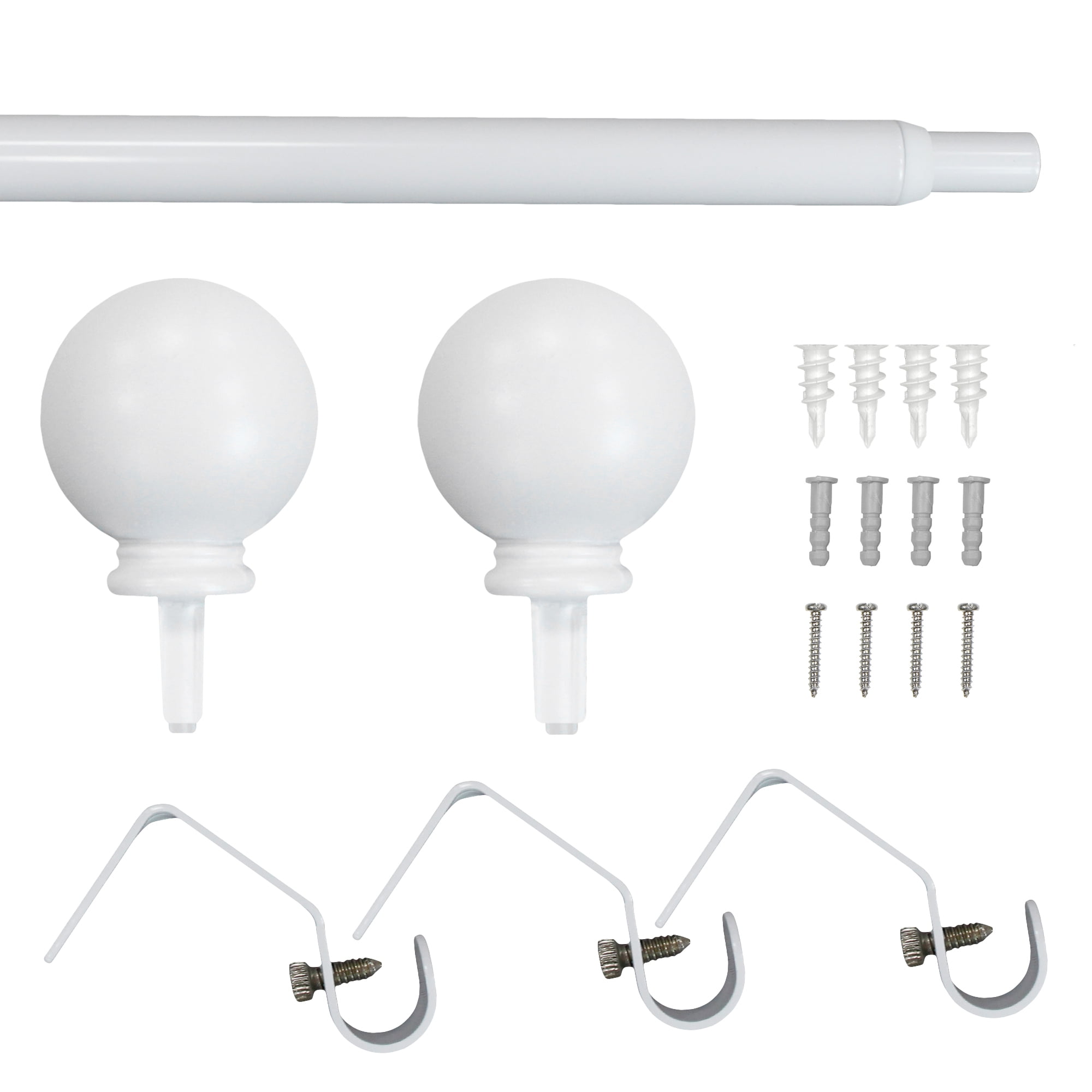 Tringle à rideaux réglable à boule Blanc 1,27 cm Mainstays, 122 à 213,4 cm