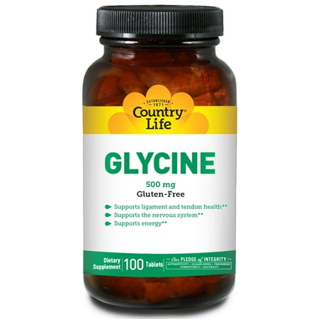 Glycine 500 mg de vitamine B-6 par Country Life - 100 comprimés