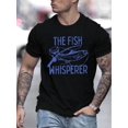thumbnail image 1 of Camiseta informal para hombre: cuello redondo, tejido ligeramente elástico, corte regular, estampado "El Susurrador de Peces", ropa informal de verano, camisetas informales., 1 of 9