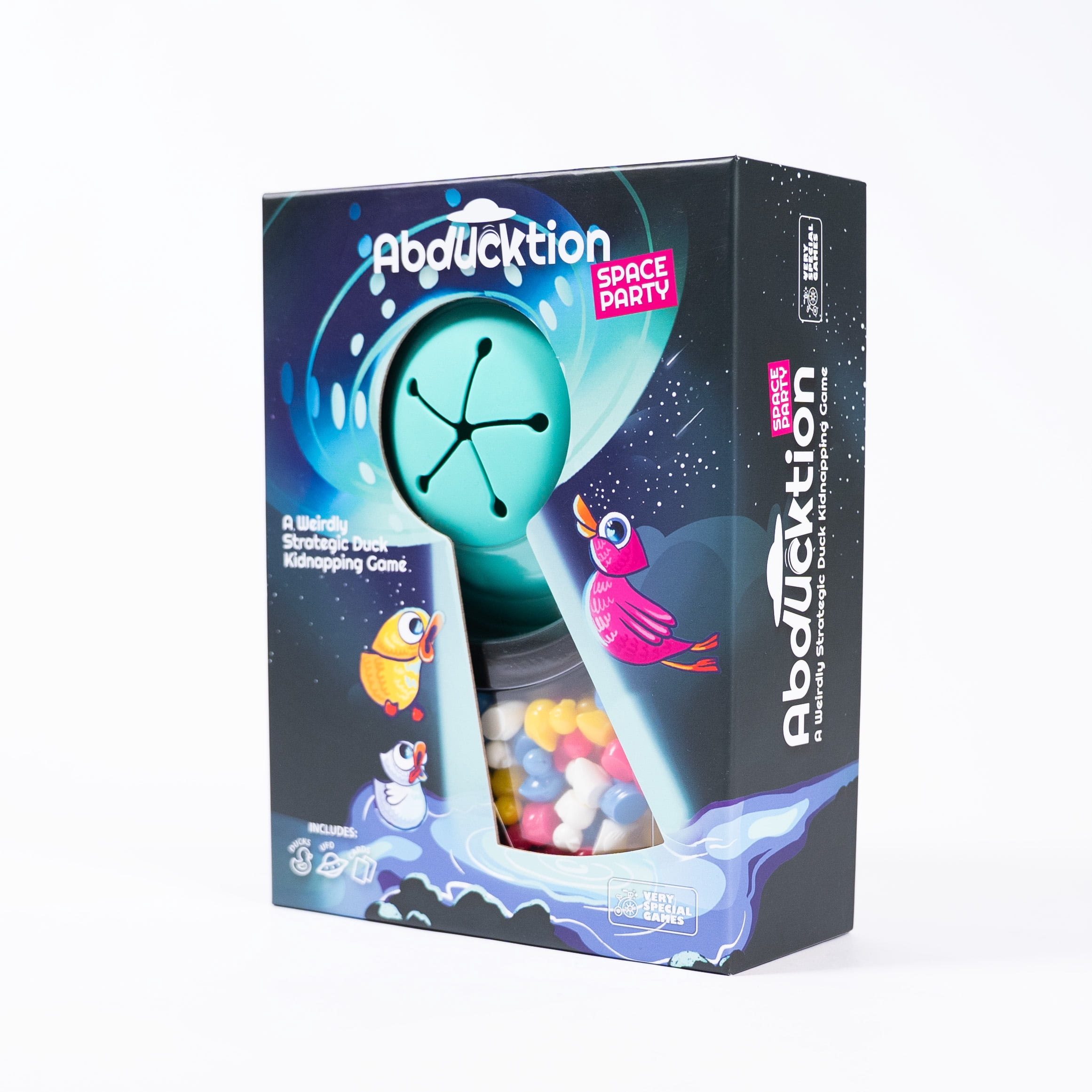 Abducktion Space Party Edition - A weirdly Strategic Duck Kidnapping Game, 15-Minutes of Light Strategy of Ducks, a UFO, and Mind-Bending, Shape-Finding Logic! (Walmart Exclusive)