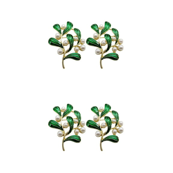 Hemoton Set of Green Brooches with Alloy Beads, Small Decorative Pins for Women’s Fashion Accessories