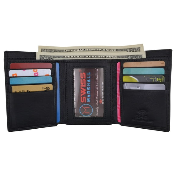 Men's Classic Trifold RFID Security Blocking Slim Credit Card ID Premium Leather Wallet