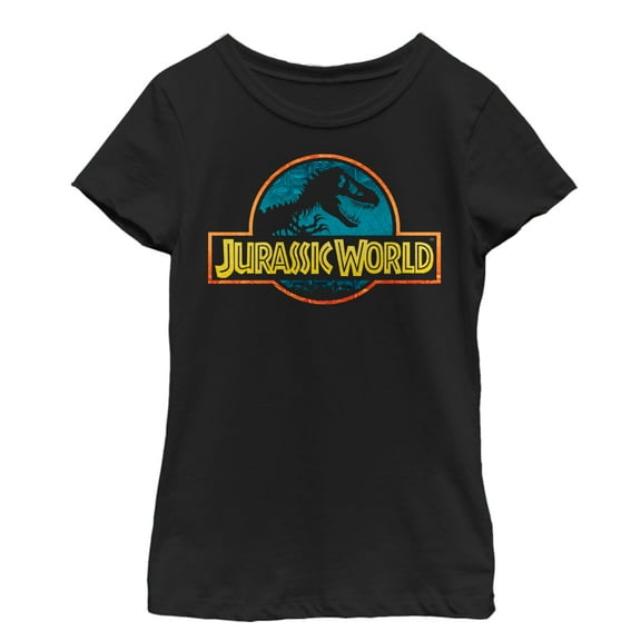 Girl's Jurassic World Color Outline Logo  Graphic Tee Black Large