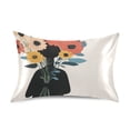 thumbnail image 7 of Yayeee Pillowcase Standard Size Set of 2 Satin Wrinkle Resistant Pillow Case, Black Flowers, 7 of 7