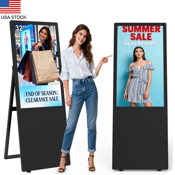 32” Indoor Portable Digital Signage, 350nits High Brightness Advertising Display, Android 11 OS Kiosk with Auto Media Player, HDMI/USB | 360SPB®