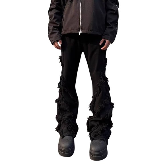 Jeans for Men Men's Slim Fit Stretch Jeans Ripped Skinny Jeans Distressed Straight Leg Hiphop Waist Pants Jeans Homme Black XXL