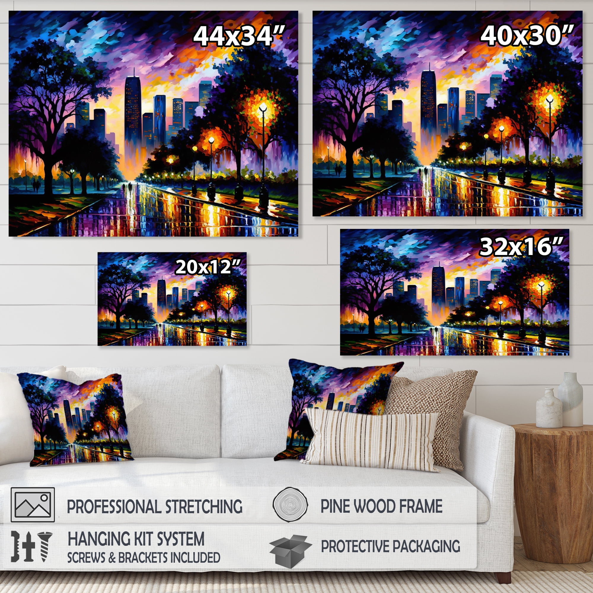 Designart Colorful Houston Texas Canvas Wall Art