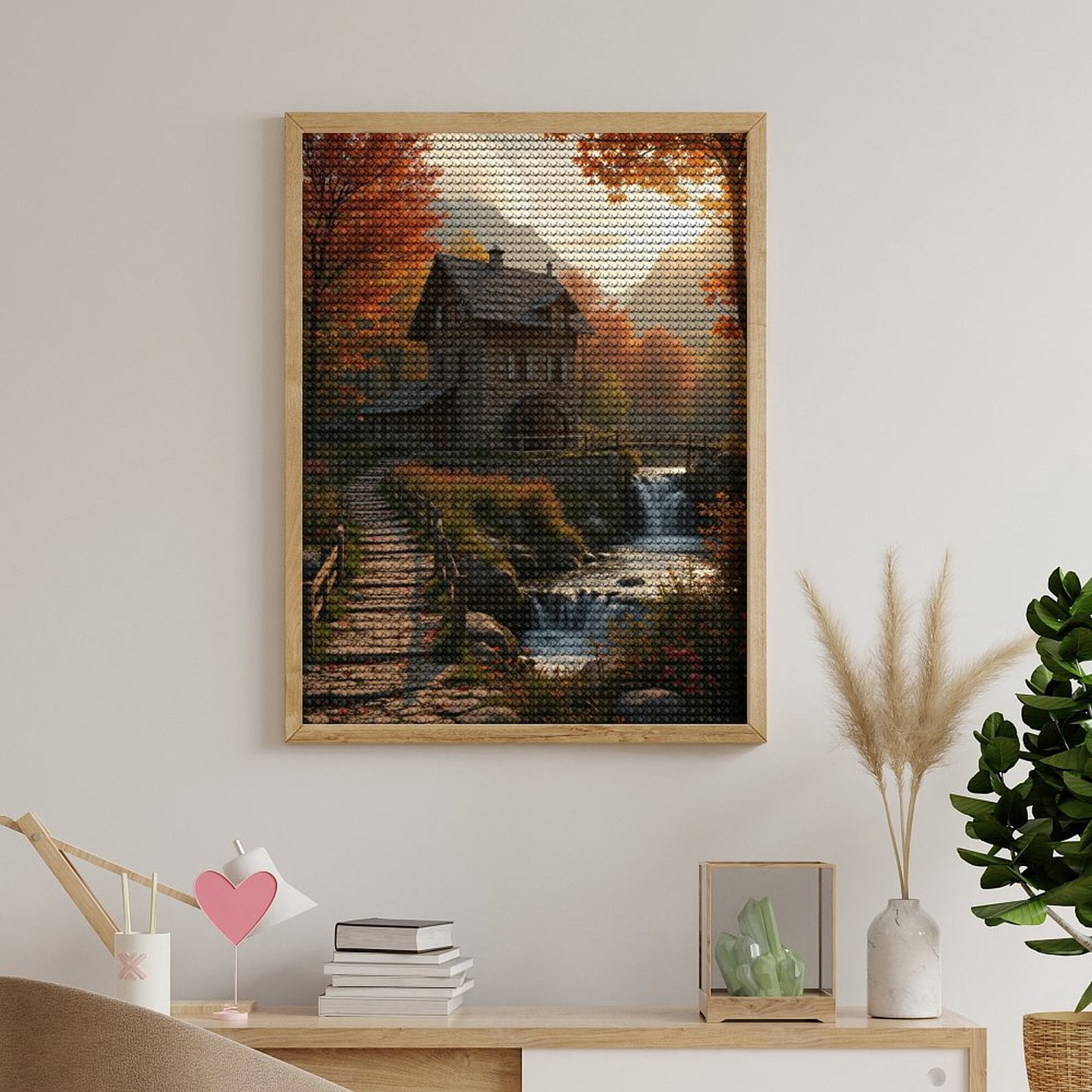 Diamond Art Kits for Adults, Rustic Autumn Mill House Scene 5D Diamond Painting Kits for Adults Beginners, DIY Full Drill Diamond Painting, Gem Art and Crafts 12x16