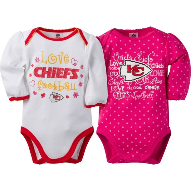 NFL NFL Kansas City Chiefs Baby Girls Long Sleeve Bodysuit Set, 2Pack
